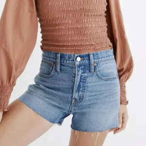 Madewell High Rise Denim Shorts, Raw Hem, Medium Blue Wash, Size 27, EUC!